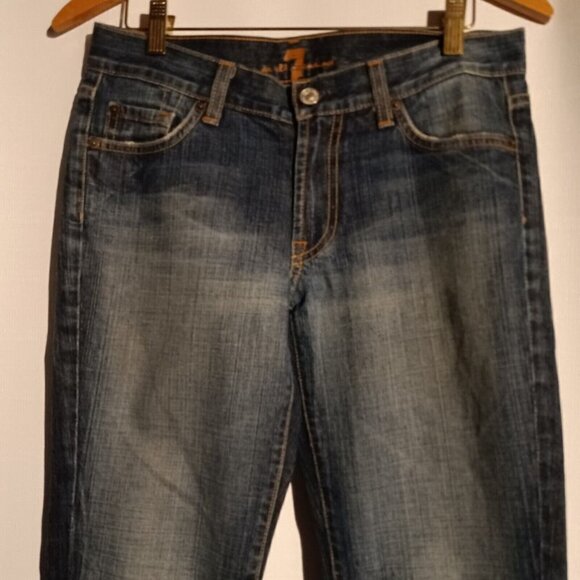 7 For All Mankind Jeans Women's 27 Boot Cut Low Rise Dark Wash USA 30 X 29.5 - Picture 9 of 9